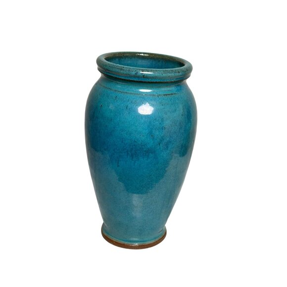 Handmade Blue Ceramic Vase – Signed Artisan Pottery, Wheel-Thrown Stoneware Vase - Picture 2 of 8